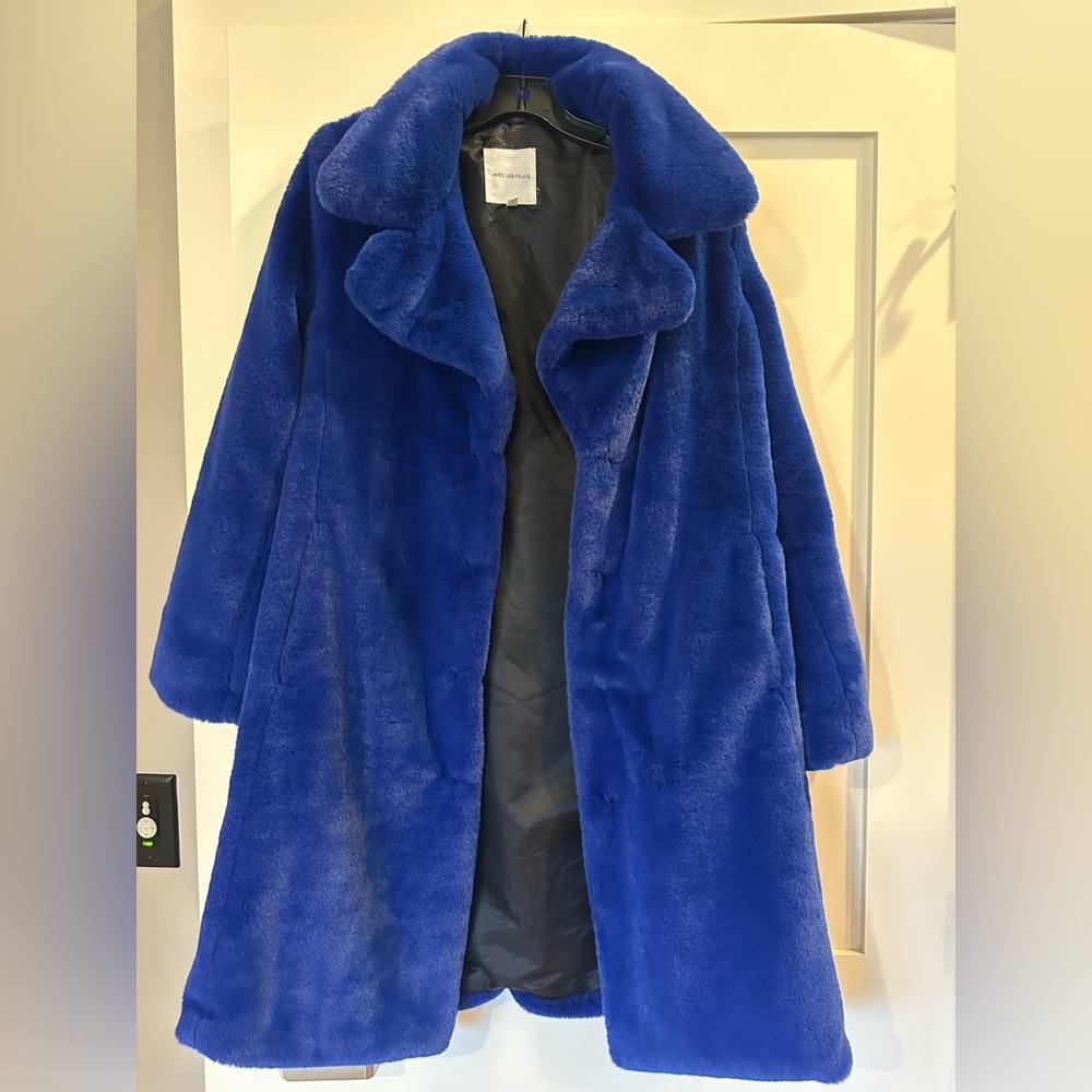 Avec Les Filles Blue faux Fur Coat